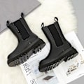 Miniatyrbild 3 av 5: Kvinnor läder Chunky Winter Platform Ankel Boots 811black 40