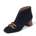 Miniatyrbild 1 av 5: Får Mocka Fringe Ankel Chunky Högklack Fyrkantiga Tofs Boots blue 7.5