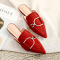 Miniatyrbild 1 av 5: Kvinna Mules Plattform Tofflor Sandaler Red 37
