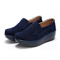 Miniatyrbild 4 av 5: Höst Dam Platformskor, Läder Flats Tjock Sula Loafers blue plush 9
