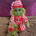 Miniatyrbild 5 av 5: Grinch plyschdocka Jul Reborn Baby Grinch Latex fylld leksak Julpresent Striped