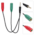 Miniatyrbild 4 av 5: 1-i-2 Han- till Hon- 3,5 mm Dubbla Hörlurar Mikrofonadapter Headset Par Audiodelare