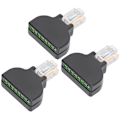 Miniatyrbild 3 av 5: 3 Set RJ45 Hane till 8-Pin Skruvterminal Kontakt Adapter Plugg Jack för AV Digital