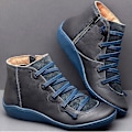 Miniatyrbild 5 av 5: Ankelboots i PU-läder för dam, Punkboots med korsremmar (Set-2) gray-A 10.5