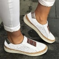 Miniatyrbild 1 av 5: Kvinnor Handsydd Randig Andas Elastisk Retro Casual Flat Sneaker White1 41