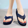 Miniatyrbild 4 av 4: Sommar högklackat plattform, halkfria flip-flops sandaler navy 41