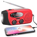Miniatyrbild 1 av 5: Portabel Nödradio med Solpanel och Handvev 1000mah, Nödradio med LED-ficklampa SOS-alarm Handvevsradio för utomhusnöd