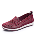 Miniatyrbild 1 av 5: Kvinnor stickar andningsbara Loafers Platt balett, lätt sneaker red2 9