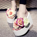 Miniatyrbild 4 av 4: Sommar- kilplattform, flipflops, sandaler med hög klack ( set 2) 5 / Style 3 Deep red 8