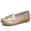 Miniatyrbild 1 av 5: Sommarloafers, Äkta Läder Mjuka Äkta Läder Dam Flats Skor Set-2 Golden 5.5