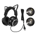 Spelheadset med mikrofon Hög känslighet USB-trådbundna hörlurar Kattöron-huvudbandsdesign
