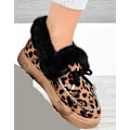 Miniatyrbild 1 av 4: Höstvinter- Casual Fur Bowknot, Fluffy Furry, Slip-on Sneakers Set-d Leopard 7