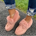 Miniatyrbild 3 av 4: Höstvinter- Casual Fur Bowknot, Fluffy Furry, Slip-on Sneakers Set-d Leopard 7