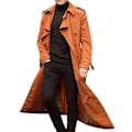 Miniatyrbild 1 av 2: Herr Lång Trenchcoat Kavajrock Casual Jacka Enkla Ytterkläder Toppar orange XXL