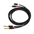Miniatyrbild 2 av 5: 1/4in Dubbel RCA till Dubbel TS Kabel 1.5m 6.35mm 2 RCA Port till 2 TS Port Kabel Stereo Interconnect Sladd