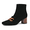 Miniatyrbild 1 av 5: Får Mocka Fringe Ankel Chunky Högklack Fyrkantiga Tofs Boots black 6cm 9