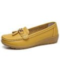 Miniatyrbild 1 av 5: Sommarloafers, Äkta Läder Mjuka Äkta Läder Dam Flats Skor Set-2 Yellow 5