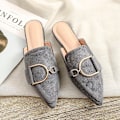 Miniatyrbild 1 av 5: Kvinna Mules Plattform Tofflor Sandaler Gray 39