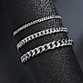 Miniatyrbild 4 av 5: Rostfritt stål Curb Cuban Link Chain Armband 22cm Width 5mm