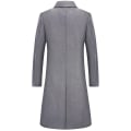 Miniatyrbild 2 av 2: Lång trenchcoat för män Notch Lapel Enkelknäppt överrock grå S