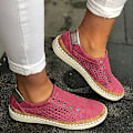 Miniatyrbild 1 av 5: Kvinnor Handsydda Randiga Andas Elastiska Retro Casual Flat Sneaker / rosered4 41