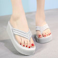 Miniatyrbild 1 av 4: Sommar högklackat plattform, halkfria flip-flops sandaler gray 34