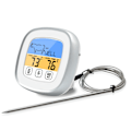Miniatyrbild 1 av 5: Digital Timer Termometer Touch Screen Rostfritt Stål Kötttermometer för Kök BBQ Vit