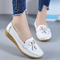 Miniatyrbild 4 av 5: Sommarloafers, Äkta Läder Mjuka Äkta Läder Dam Flats Skor Set-2 Light Blue 9