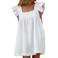Miniatyrbilde 1 av 5: Elegante sommerkjoler for damer med myk følelse Premiummateriale for hjemmekontorklær White White L