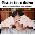 Miniatyrbild 4 av 6: Par Kids Cat Paw Vantar Flickor Vinter Varma Vantar Plysch Varma Fingerlösa Vantar Vindtäta Varma Vantar Vita