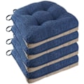 Miniatyrbilde 1 av 5: Sklisikre stolputer for spisestoler Sett med 4, 46*43*9cm sittepute med bånd dark blue