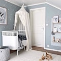 Miniatyrbild 2 av 5: Sänghimlar för barn, myggnät för baby , läsrum för barns sovrumsdekoration (muslin, 60 * 240 cm, vit)