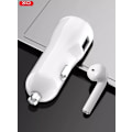 Miniatyrbillede 6 af 7: 18W hurtig biloplader med TWS Bluetooth 5.0 hovedtelefoner - hvid White