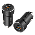 Miniatyrbillede 1 af 3: USB-C PD 3.0 / USB QC3.0 Billaddare 20W För iPhone, Samsung Black
