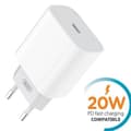 Laddare USB-C kompatibel iPhone 15/16/17/18 Samsung strömadapter 20W Vit