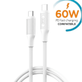 Miniatyrbillede 1 af 2: 60W USB-C till USB-C PD Snabbladdning kabel Samsung, iPhone 15/16 White