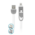 Miniatyrbillede 2 af 2: 2i1 MicroUSB + Lightning iPhone kabel til iPhone / iPad White