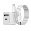 Miniatyrbillede 1 af 6: Snabbladdare för iPhone / Samsung  Dual Port USB-C med USB-C Kabel White