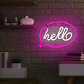 Miniatyrbillede 4 af 7: Neon LED Hello Batteri + USB Forever Light Rosa/vit Multicolor