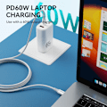 Pikkukuva 4 / 7: 60W USB-C To USB-C PD Premie Snabbladdning kabel iPhone15/16, Samsung White