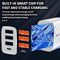 Miniatyrbillede 4 af 4: iPhone, Samsung QC3.0 Snabb 17w Väggladdare 1xUSB-C 3xUSB Vit White