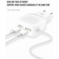Pikkukuva 3 / 5: iPhone 2.1 Amp 2XUSB pikalatausseinälaturi + Lightning-kaapeli White