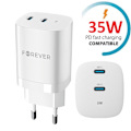 Pikkukuva 1 / 3: Snabbladdare för iPhone / Samsung QC 35W PD 2XUSB-C Väggladdare White