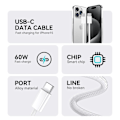 Miniatyrbillede 3 af 9: 60W USB-C To USB-C PD Snabbladdning kabel iPhone15/16, Samsung White