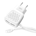 Miniatyrbillede 1 af 5: iPhone 2.1Amp 2XUSB Hurtigopladning vægoplader + Lightning-kabel White