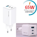 Miniatyrbillede 1 af 5: 65W Snabbladdare PD Dual USB-C, USB för iPhone, Samsung, iPad White