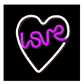 Pikkukuva 1 / 6: Neon LED LOVE HEART Batteri + USB Forever Light - lila/vit Multicolor