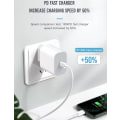 Miniatyrbild 3 av 4: Snabbladdare för iPhone / Samsung 18W PD USB-C Väggladdare Vit