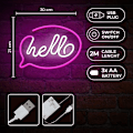Miniatyrbild 3 av 7: Neon LED Hello Batteri + USB Forever Light Rosa/vit multifärg
