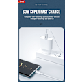 Miniatyrbillede 3 af 5: 60W USB-C To USB-C PD 2m Snabbladdning kabel Samsung, iPhone 15/16 White